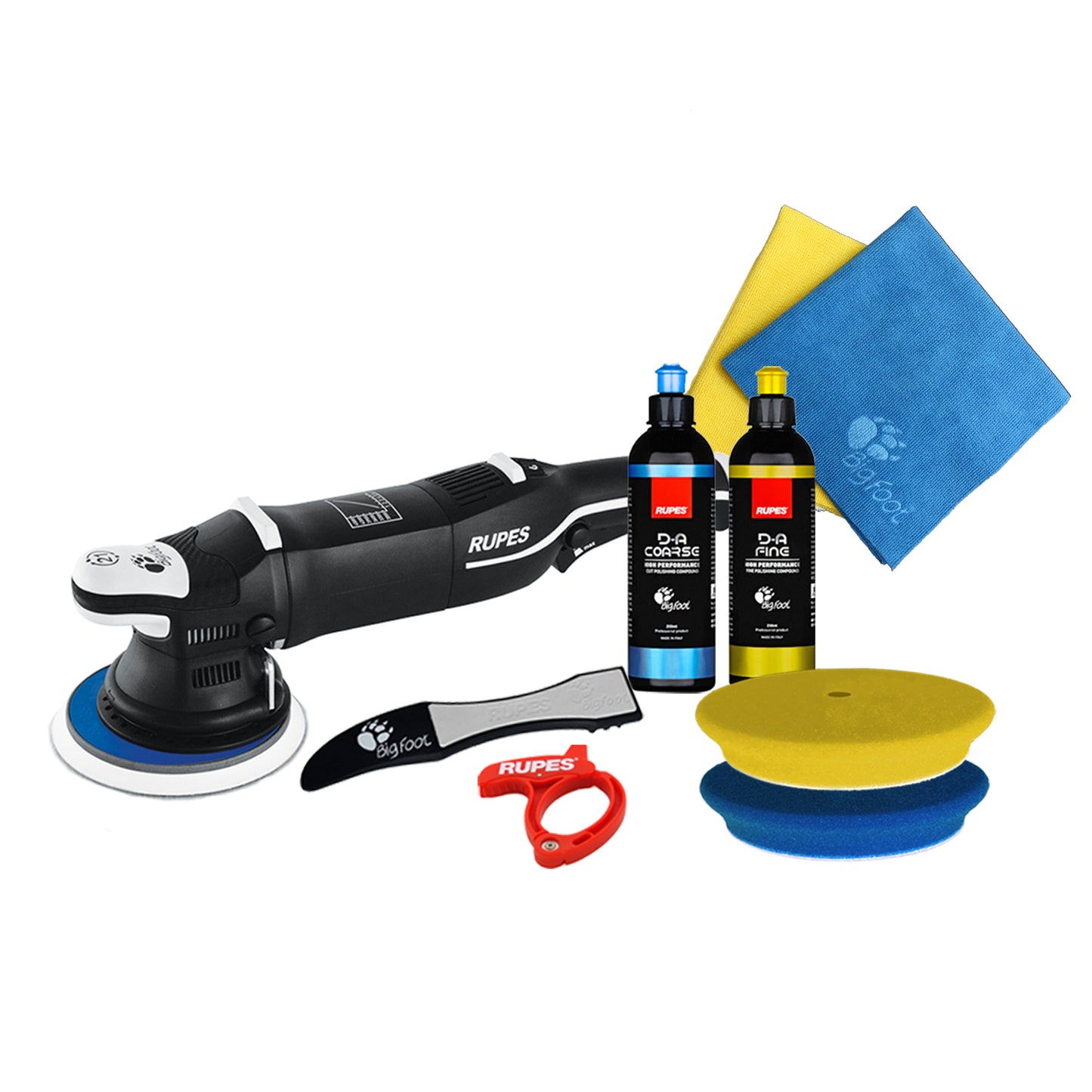 Rupes LHR 21 Mark III Big Foot Random Orbital Polisher - Starter Kit - Compounds - Foam Pads - Microfiber Cloths - Claw Pad Tool